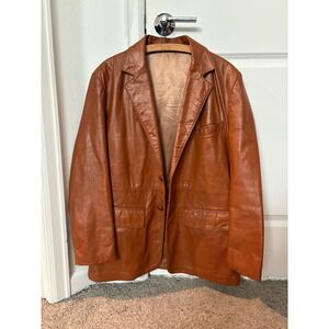 Ralph Edward's Leather Jacket mid 1950's Light Brown 42R with WPL Number